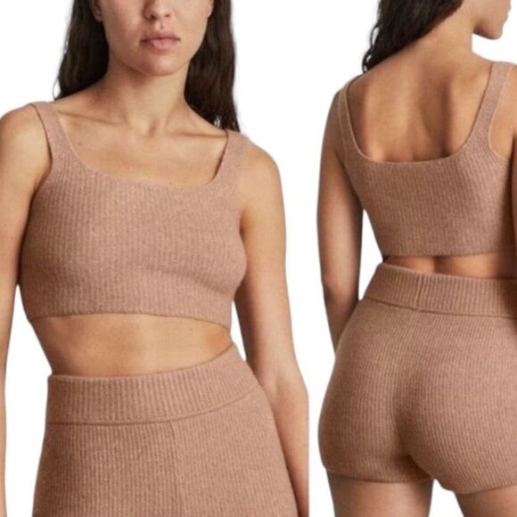 Everlane Sweater Brahmi  Crop Top•camel neutral summer bralette tank lounge bra - Picture 13 of 13